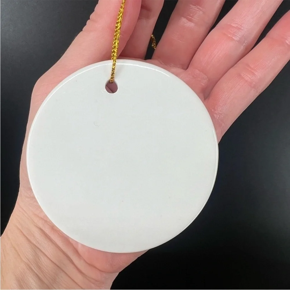 Always Nice girly pink Christmas tree ornament pink writing white ceramic 2024.